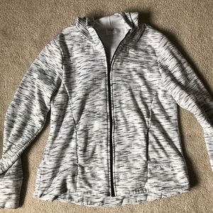 Black and white full zip athletic hoodie